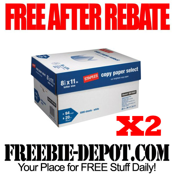 FREE AFTER REBATE – Case Copy Paper at Staples