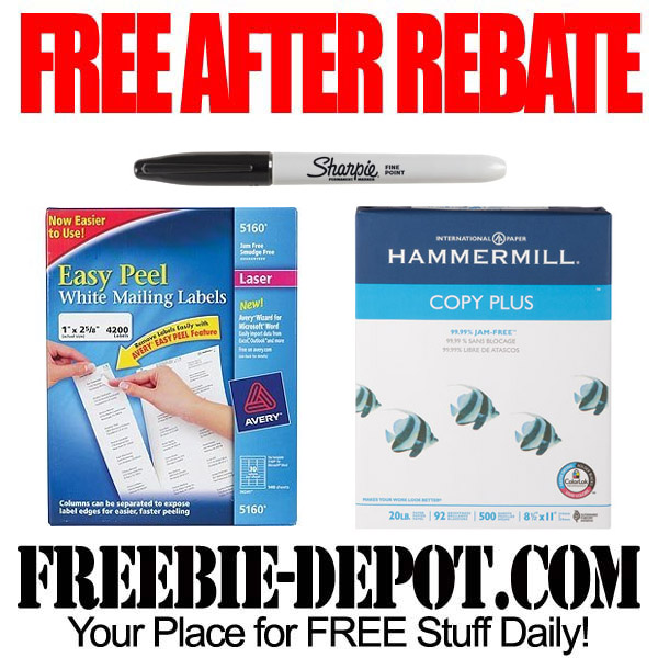 FREE AFTER REBATE – Sharpies, Labels, Paper