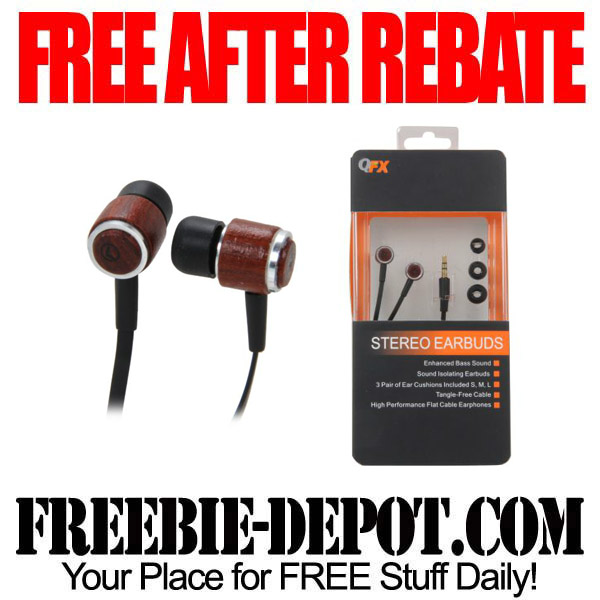FREE AFTER REBATE – Wood Stereo Earbuds