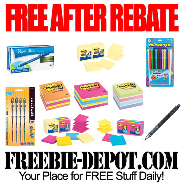 FREE AFTER REBATE – Pens, Markers & Sticky Notes