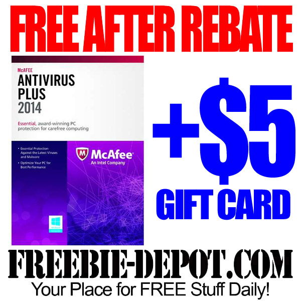 FREE AFTER REBATE McAfee Software 5 Gift Card Freebie Depot