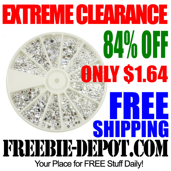 EXTREME CLEARANCE – Set of 1200 Rhinestones – 84% OFF – FREE Shipping – Cheap Nail Art Gemstones from Amazon