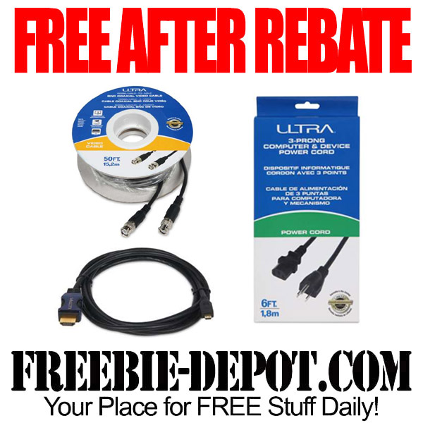 FREE AFTER REBATE – 3 FREE Cables – FREE HDMI Cable – FREE Coaxial Video Cable – FREE Power Cord