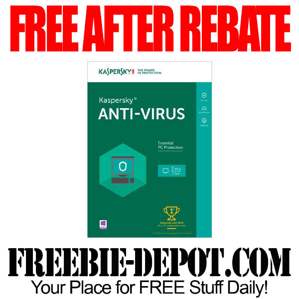 FREE AFTER REBATE Kaspersky Anti Virus 2017 3 PCs 1 Year 