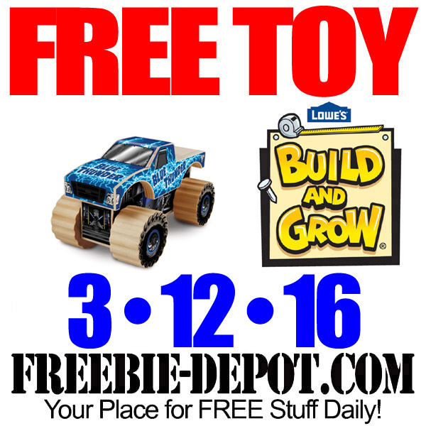 FREE Monster Jam Truck at Lowe’s – FREE Kid Craft Workshop – FREE Build and Grow Kid’s Clinic – 3/12/16