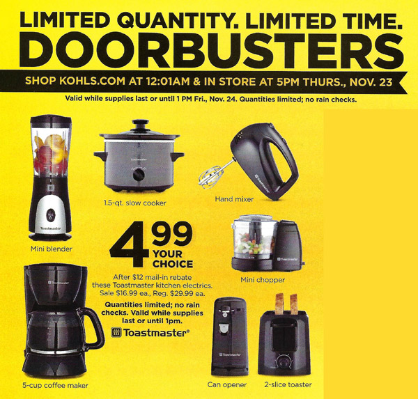 THANKSGIVING DAY ONLY >>> 3 FREE Small Appliances from Kohls! $90 Value!