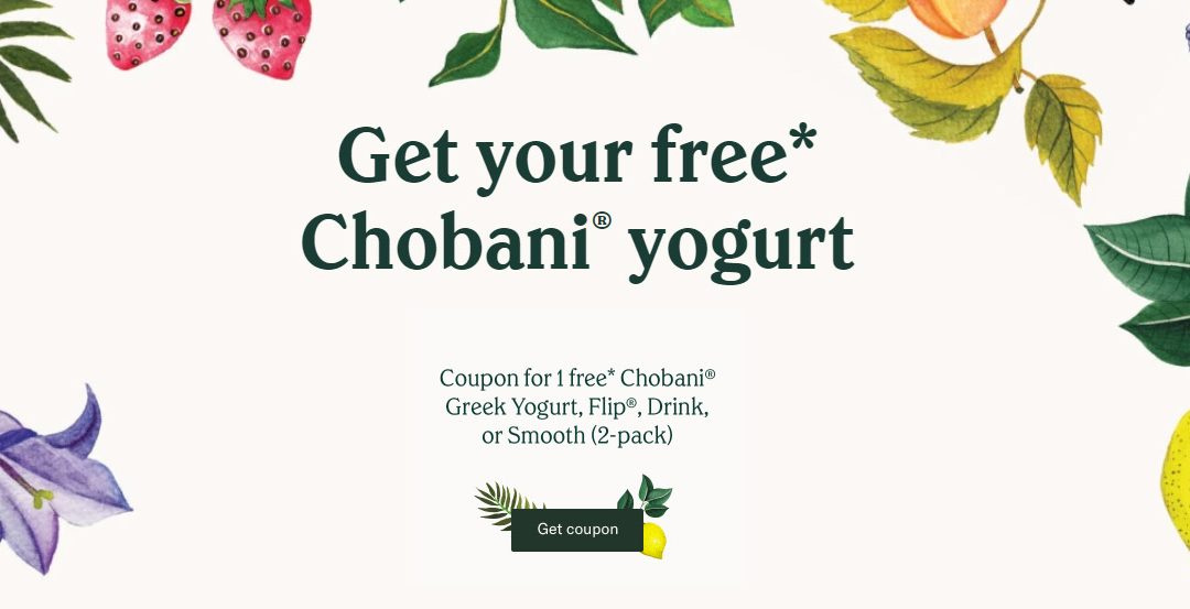 FREE Chobani Yogurt or Drink – Ends 3/25/18