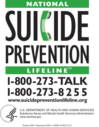 FREE National Suicide Prevention Lifeline Wallet Card – 1-800-273-TALK (8255) @800273TALK