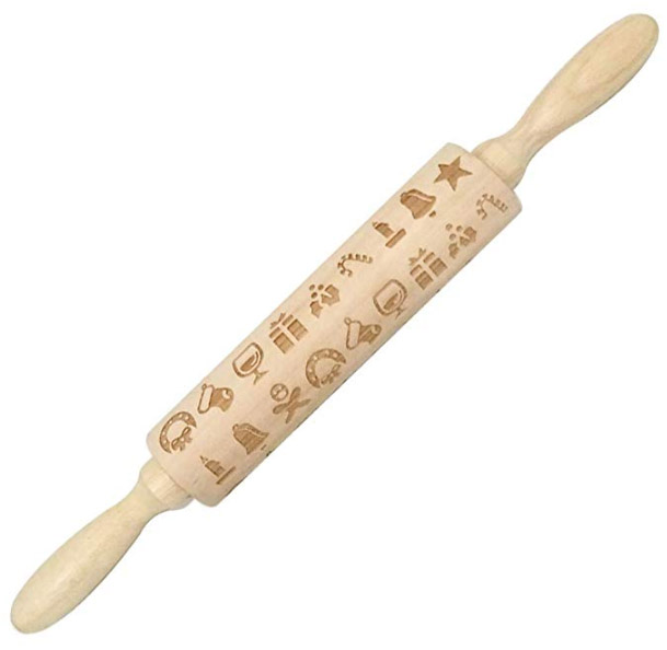 Wooden Christmas Embossing Pattern Rolling Pin JUST $7.20