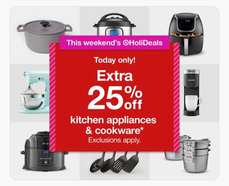 12/15/19 ONLY > 25% OFF Small Appliances ON TOP of Sale Prices + FREE Shipping @ Target.com!