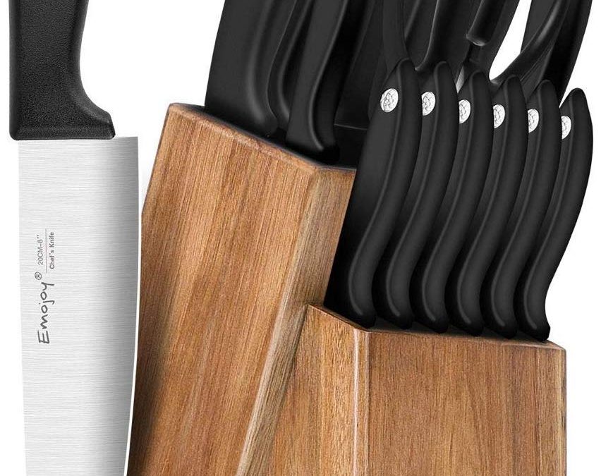 15-Piece Kitchen Knife Set with Sharpener Wooden Block ~ Save $80! NOW ONLY $39.98