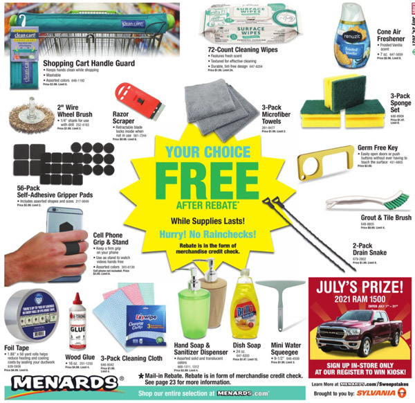 FREE After Rebate Items Are Back FINALLY at Menards! There are 20 Items + a MONEY MAKER!