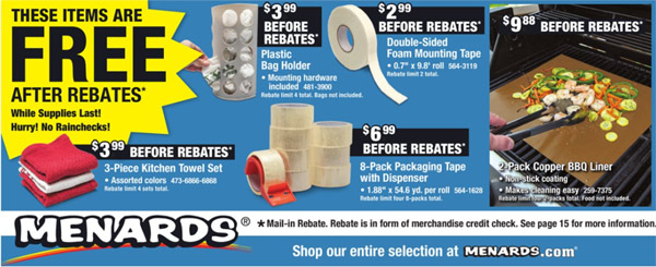 FREE After Rebate Items @ Menards thru 4/30/22 – Packing Tape, Towels & More!