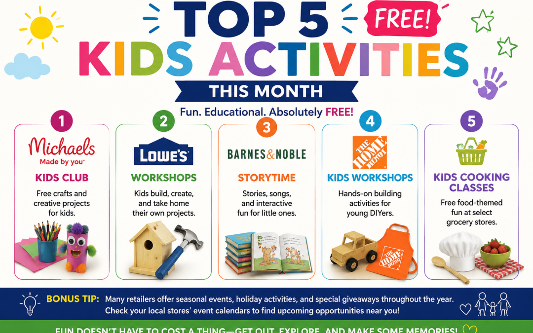 Top 5 FREE Kids Activities This Month