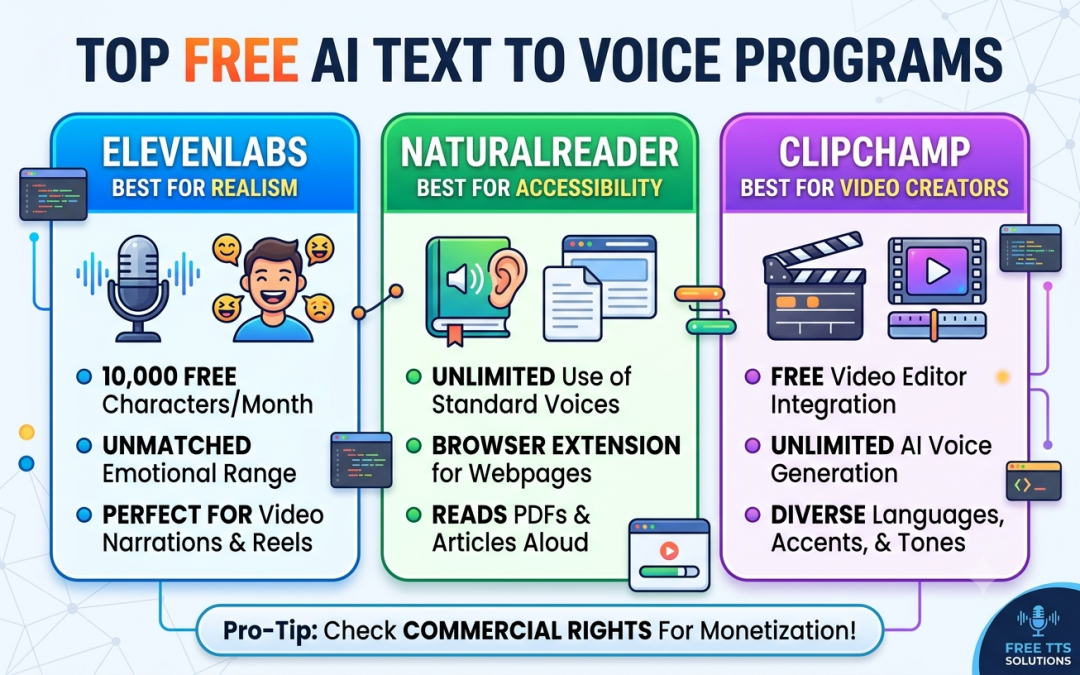 Top FREE AI Text to Voice Programs for Realistic Speech