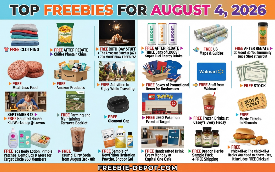 Top Freebies for August 4, 2026 – FREE Chick-fil-A, Crumbl Dirty Soda, Target Events & More!