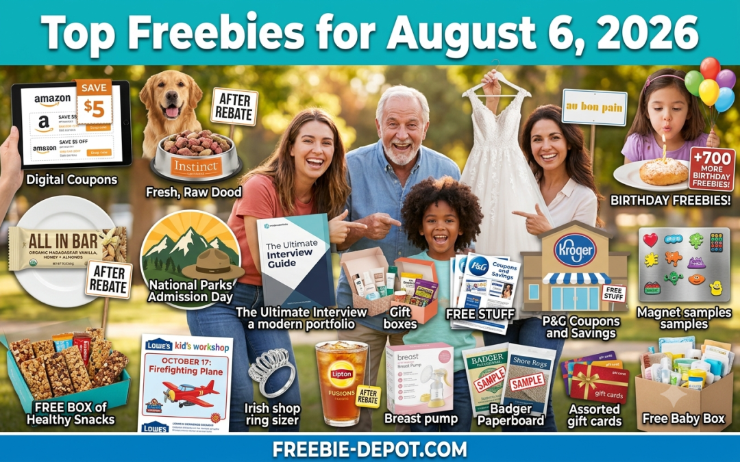Top Freebies for August 6, 2026 – Over 20+ Insane FREEbies: FREE Baby Boxes, Amazon Coupons & Rebates Right Now